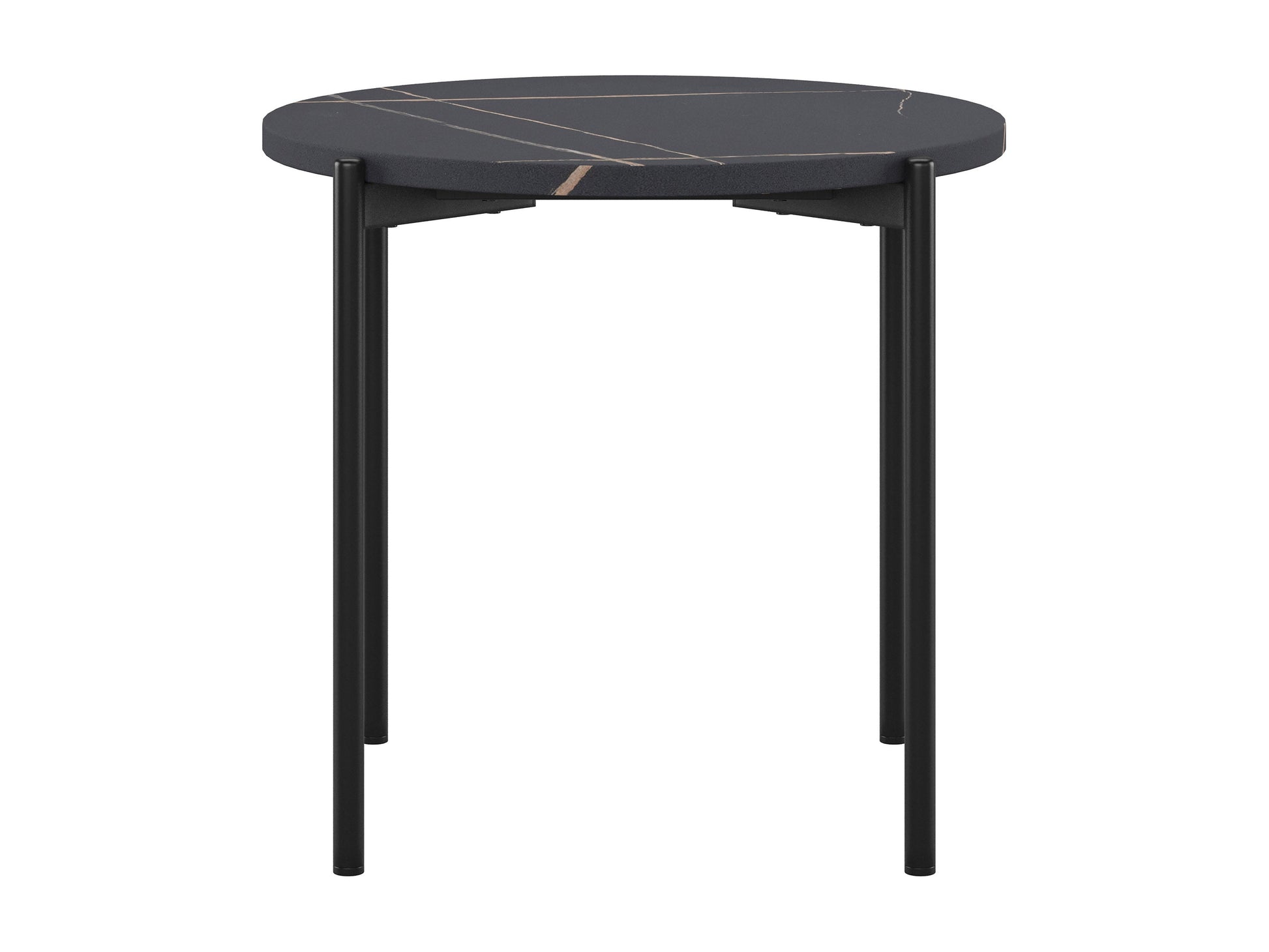 Black marble coffee table set with gold metal frame and sleek modern design.