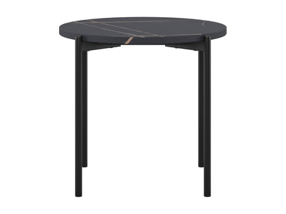 Black marble coffee table set with gold metal frame and sleek modern design.