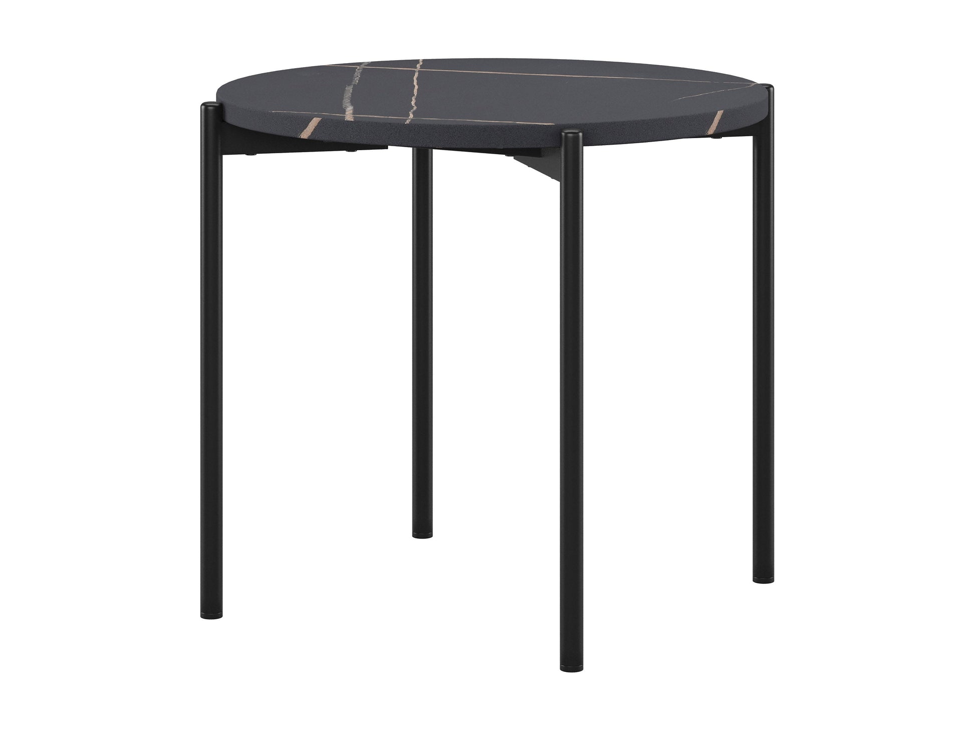 Black marble coffee table set with gold metal frame, elegant design, and modern aesthetic.