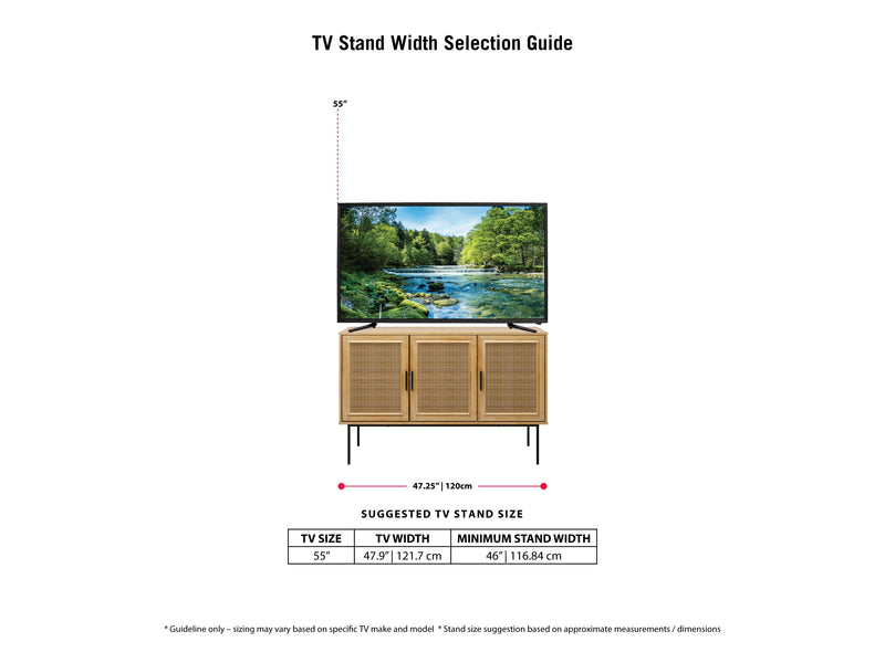 light brown Wood Sideboard Buffet Emmett Collection infographic by CorLiving