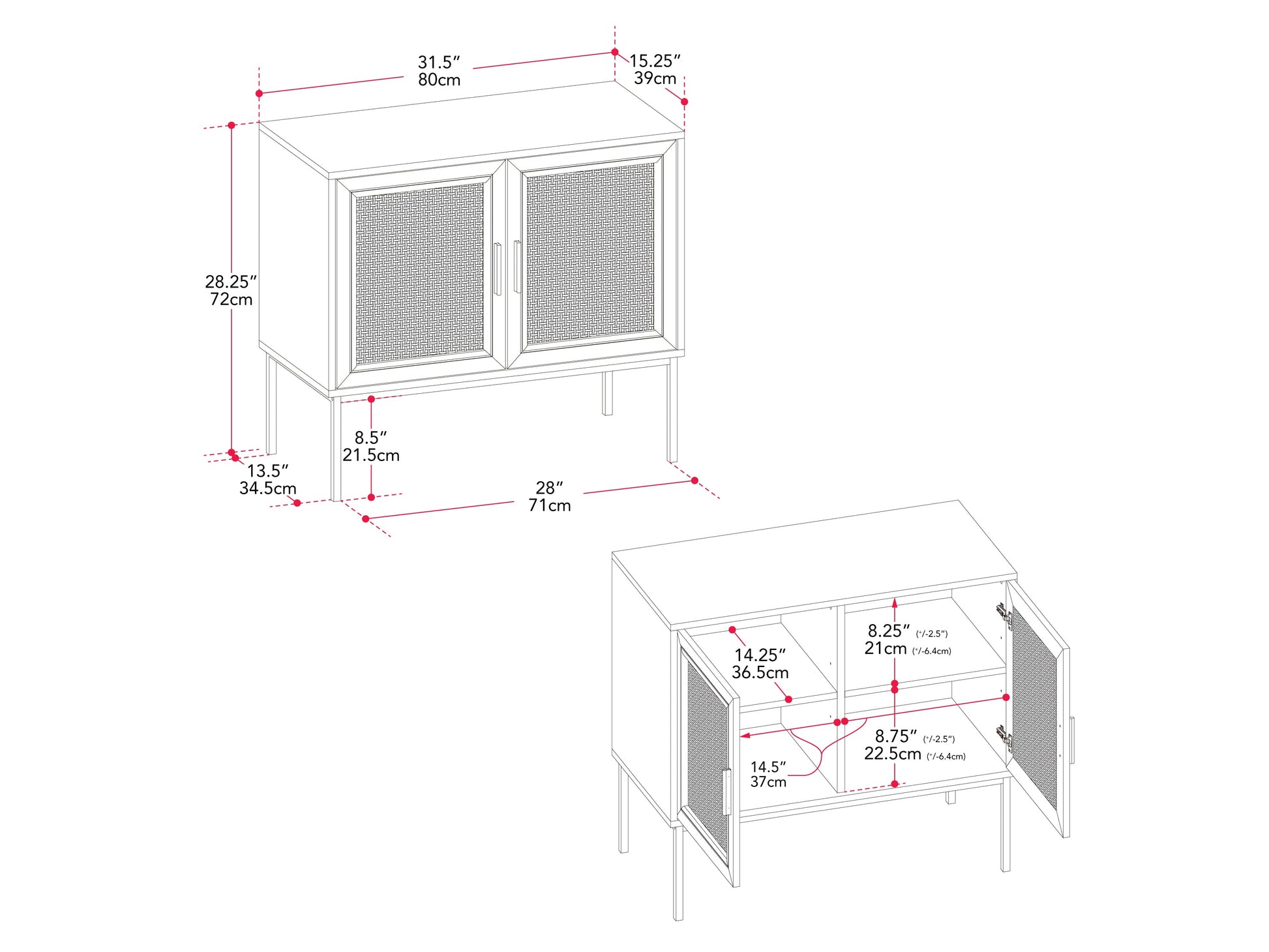 Black accent dining cabinet with glass doors, wooden shelves, and sleek metal handles for modern home decor.