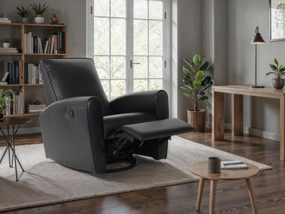 Marin Faux Leather Swivel Glider Modern Recliner, Black