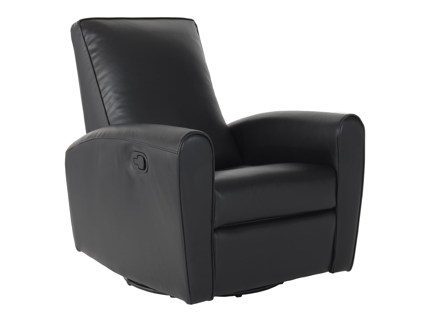 Marin Faux Leather Swivel Glider Modern Recliner, Black