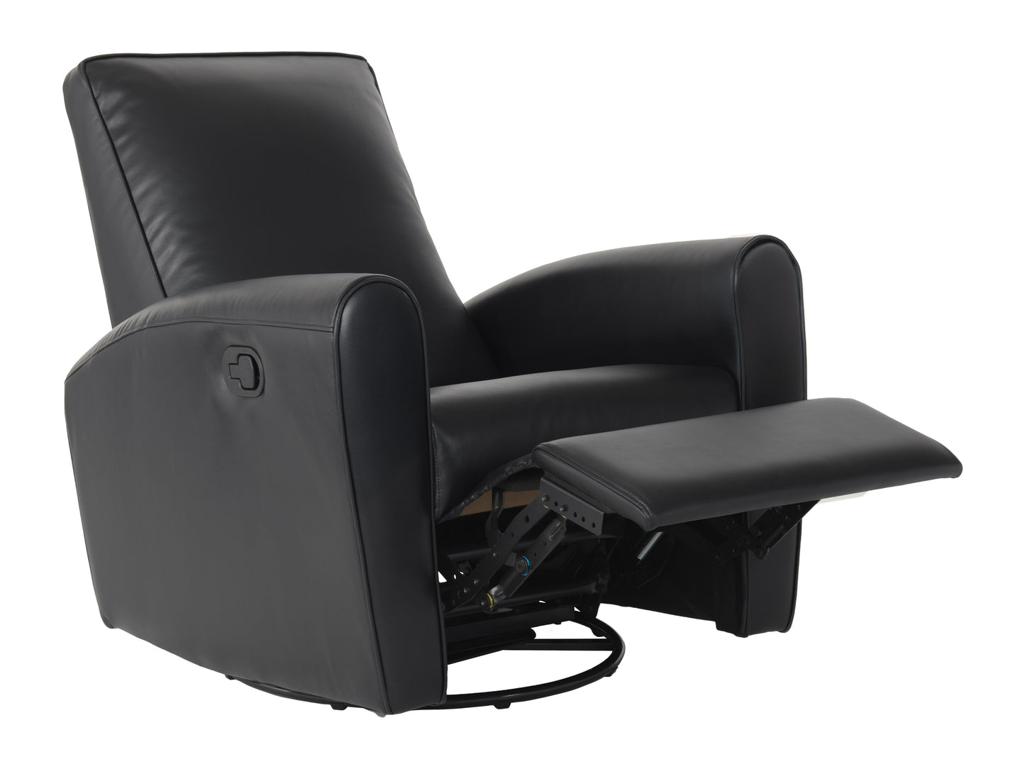 Marin Faux Leather Swivel Glider Modern Recliner, Black