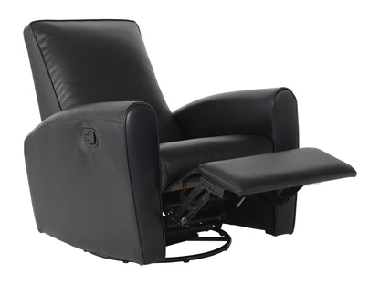 Marin Faux Leather Swivel Glider Modern Recliner, Black