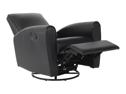 Marin Faux Leather Swivel Glider Modern Recliner, Black