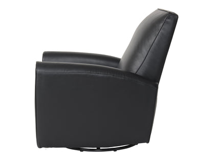 Marin Faux Leather Swivel Glider Modern Recliner, Black