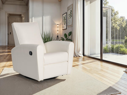 Marin Faux Leather Swivel Glider Modern Recliner, White