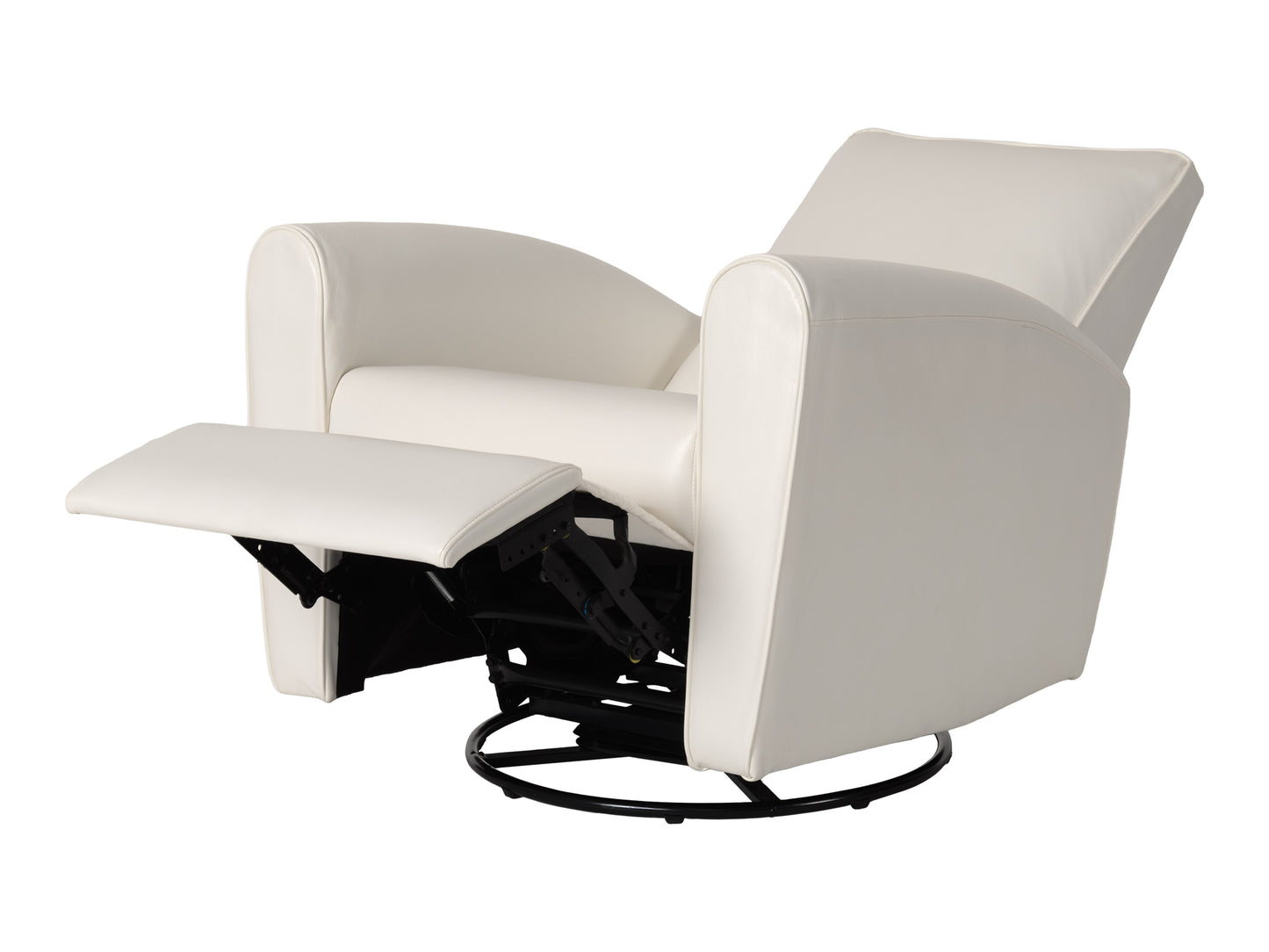 Marin Faux Leather Swivel Glider Modern Recliner, White