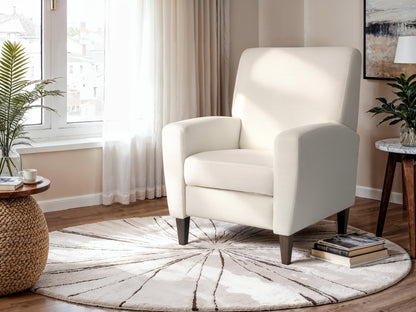 Wells Pushback Recliner with Legs, Ivory Basketweave Fabric