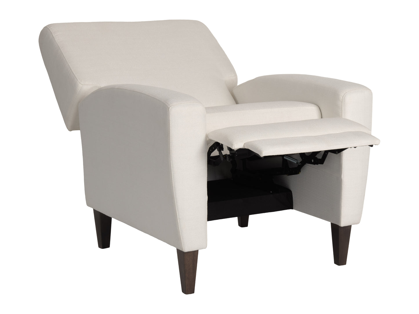 Wells Pushback Recliner with Legs, Ivory Basketweave Fabric