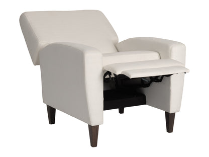Wells Pushback Recliner with Legs, Ivory Basketweave Fabric