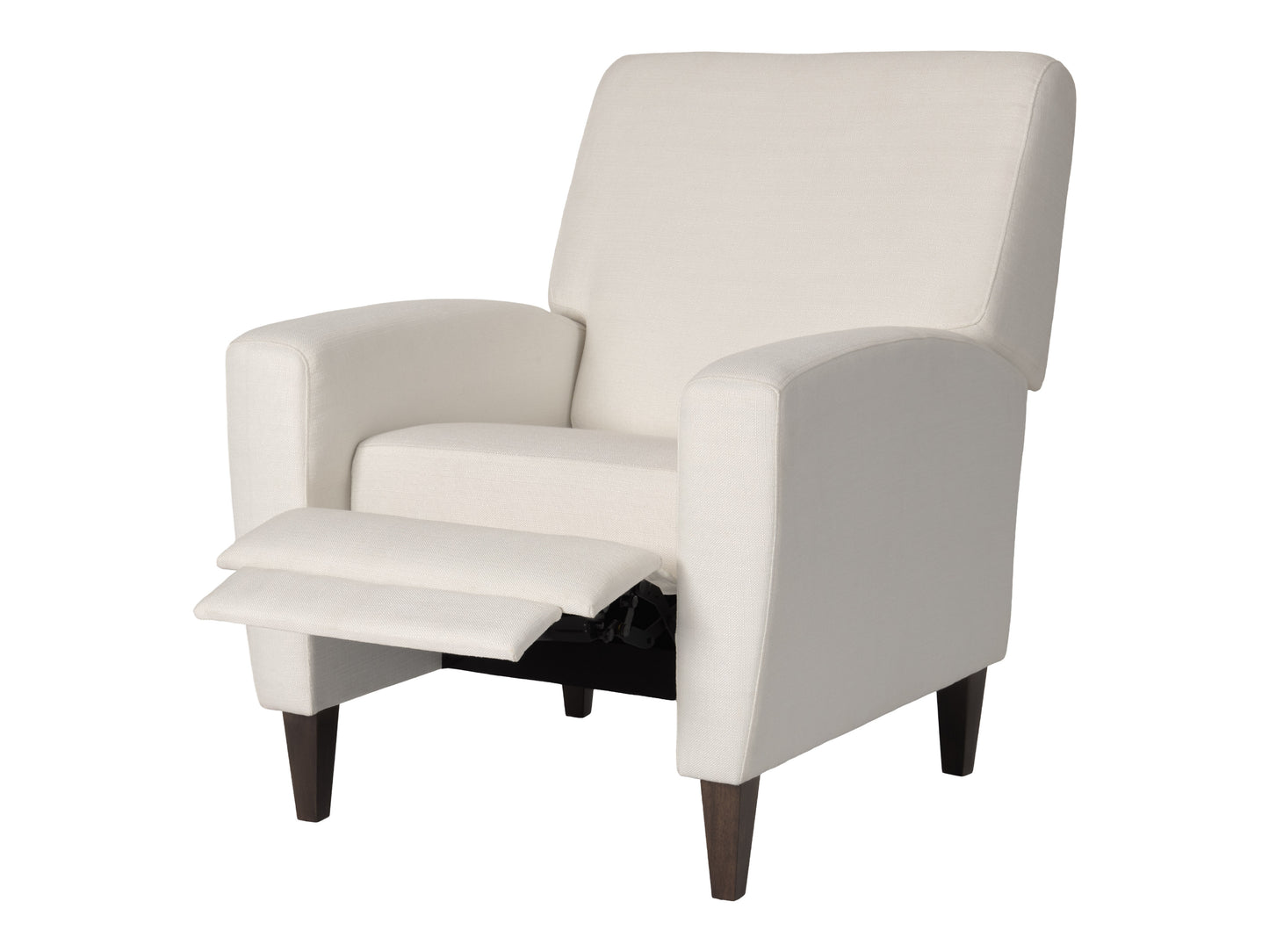 Wells Pushback Recliner with Legs, Ivory Basketweave Fabric
