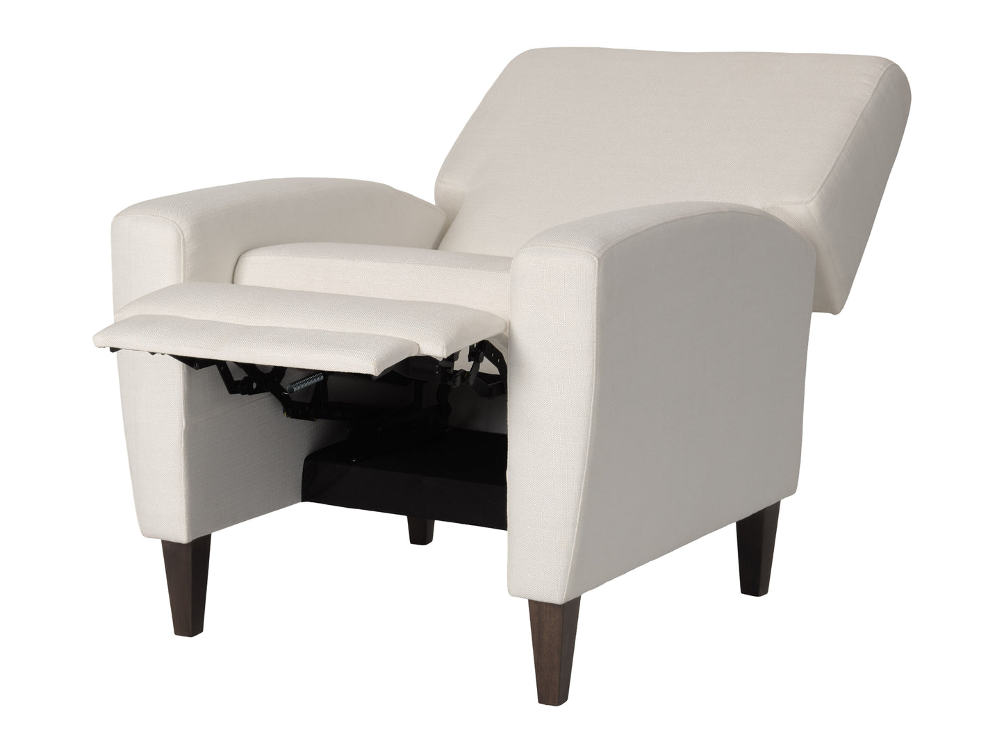 Wells Pushback Recliner with Legs, Ivory Basketweave Fabric