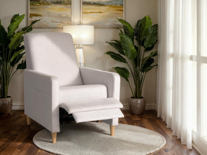 Soren Pushback Recliner with legs, White Linen