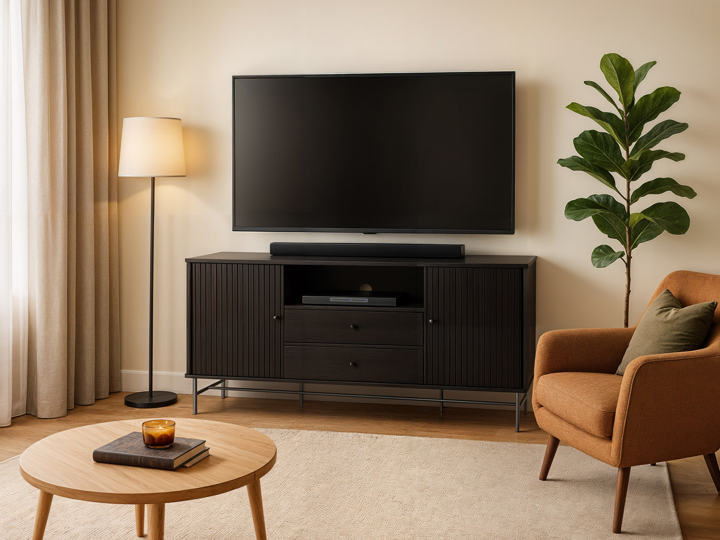 Black Curved Sideboard Buffet
