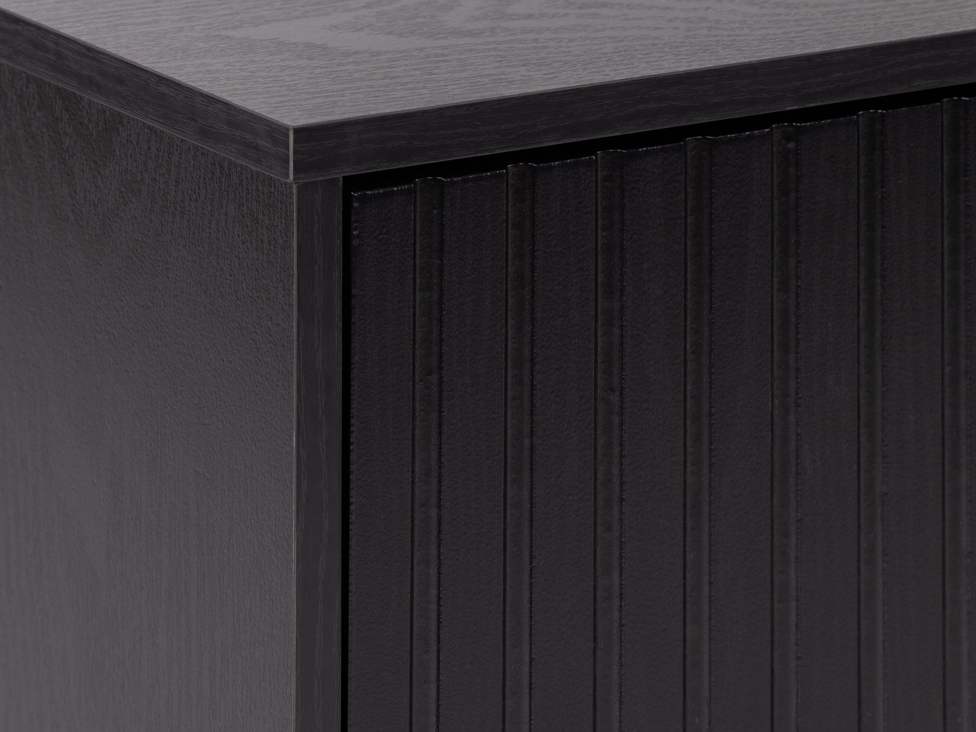 Mid-century modern sideboard buffet with walnut finish, sleek black metal legs, and ample storage space.