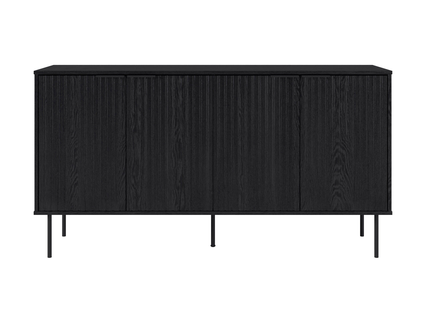 Modern sideboard buffet with dark wood finish, sleek metal legs, and ample storage space