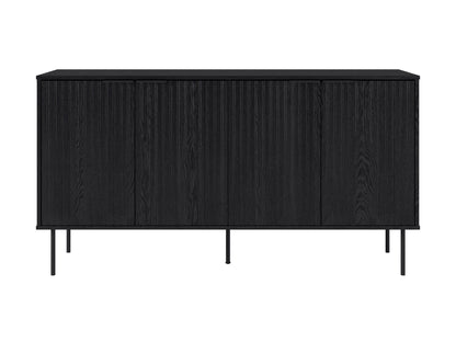 Modern sideboard buffet with dark wood finish, sleek metal legs, and ample storage space
