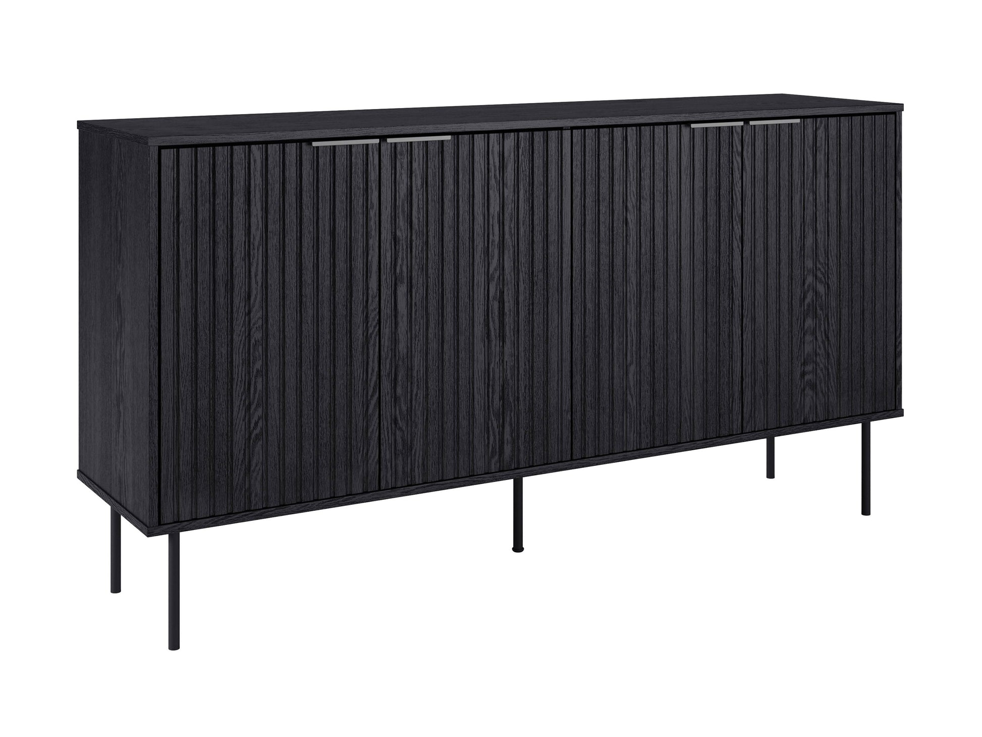 Modern sideboard buffet in dark wood with sleek metal handles and ample storage space.