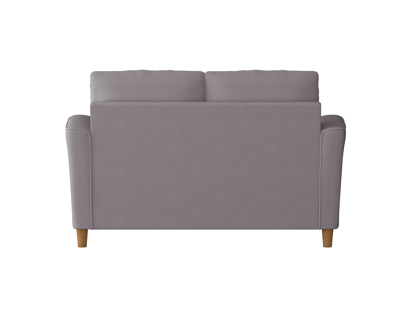 Gray modern loveseat with tufted back, wooden legs, and plush cushions, ideal for contemporary living rooms. Upholstered in soft fabric, offering both comfort and style. Perfect for small spaces and urban homes.