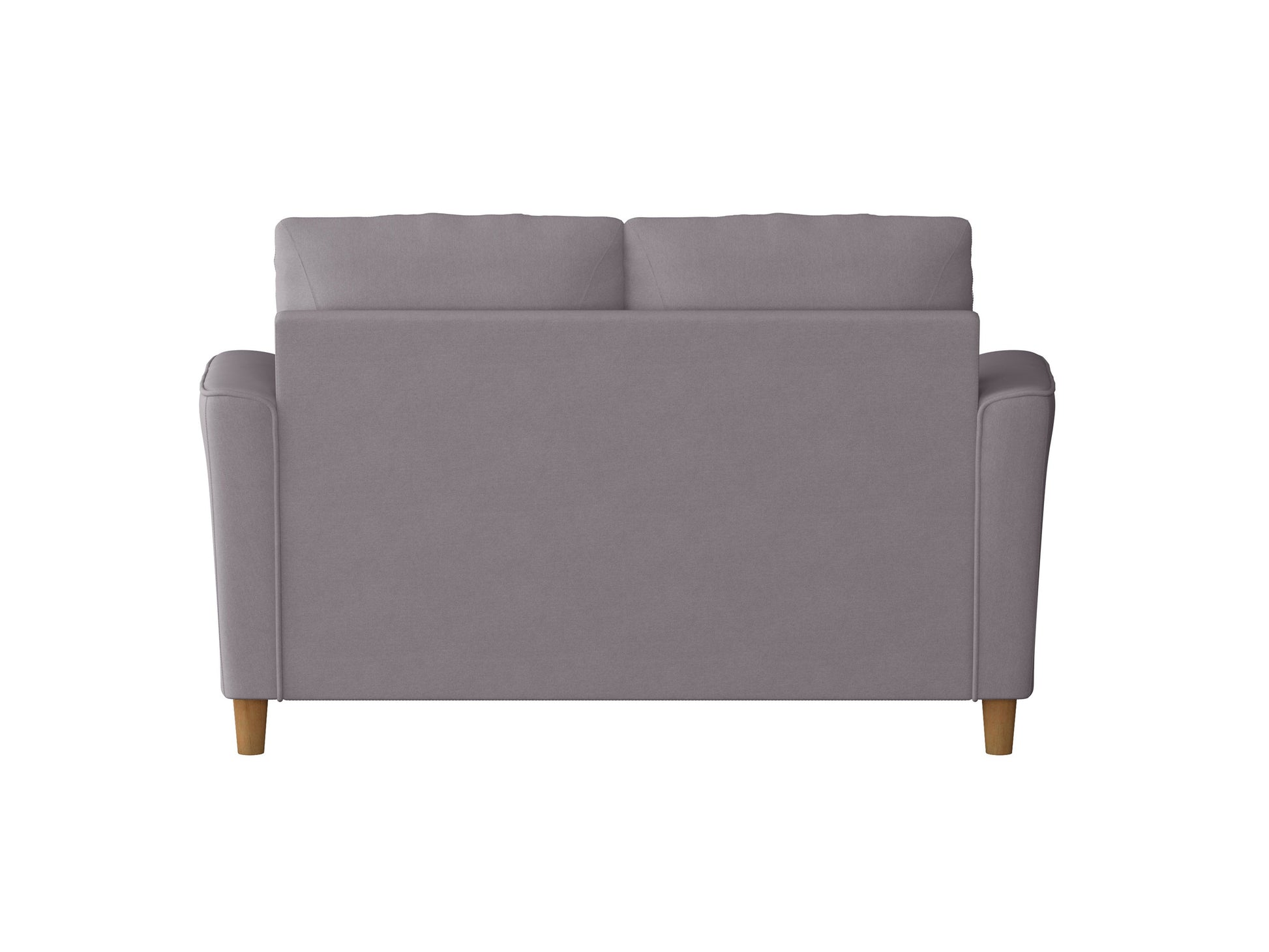Gray modern loveseat with tufted back, wooden legs, and plush cushions, ideal for contemporary living rooms. Upholstered in soft fabric, offering both comfort and style. Perfect for small spaces and urban homes.