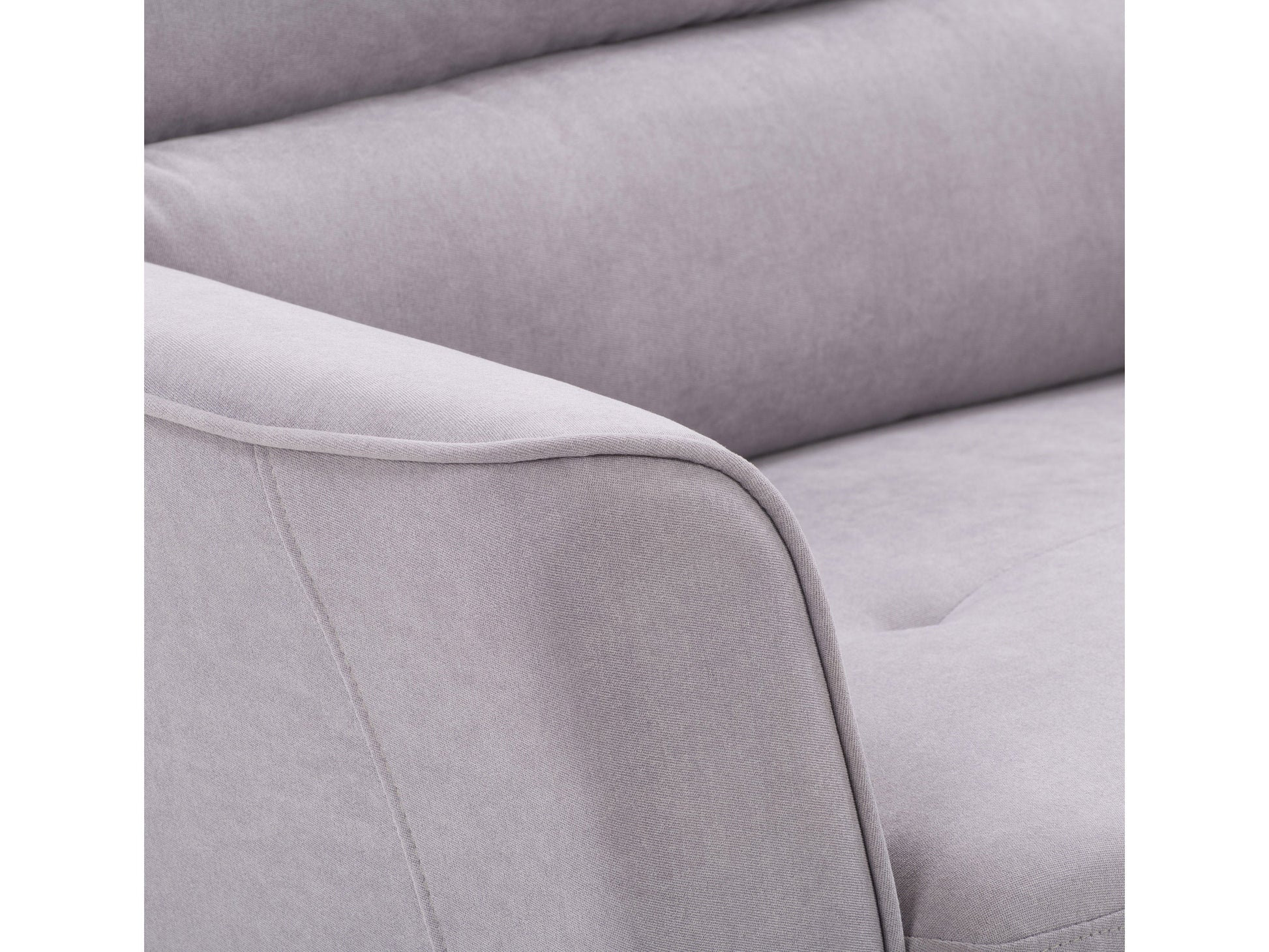 "2 seater loveseat and chair set, grey fabric, wooden legs, tufted cushions, modern minimalist design"