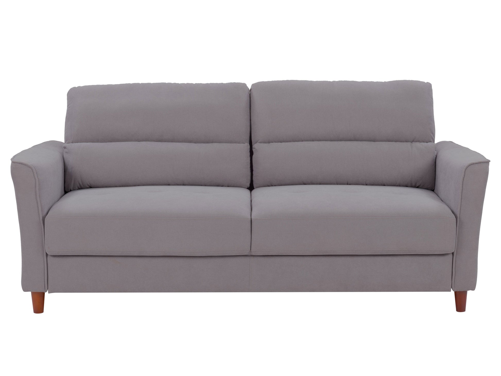 Light grey 3 seat sofa and chair set, fabric upholstery, wooden legs, tufted cushions, modern minimalist design.