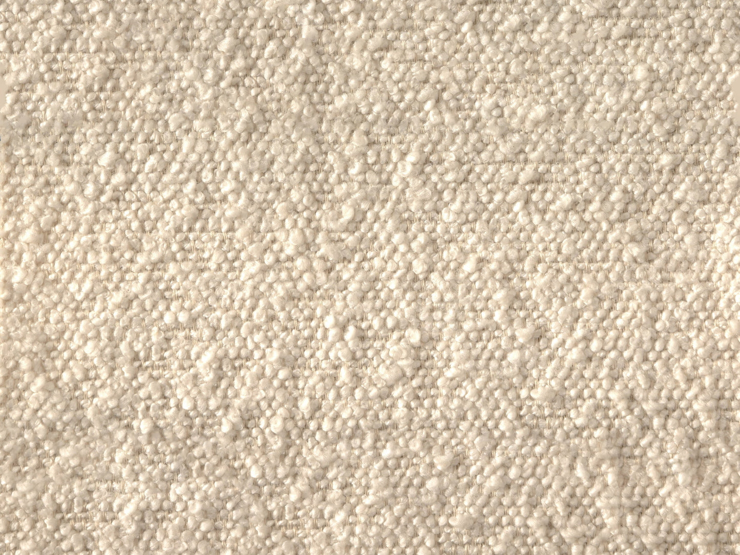 Cream boucle loveseat with wooden legs, tufted backrest, and modern minimalist design.