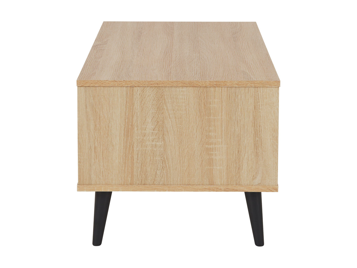 Light wood and grey rectangle coffee table with storage, minimalist design, modern home furniture.