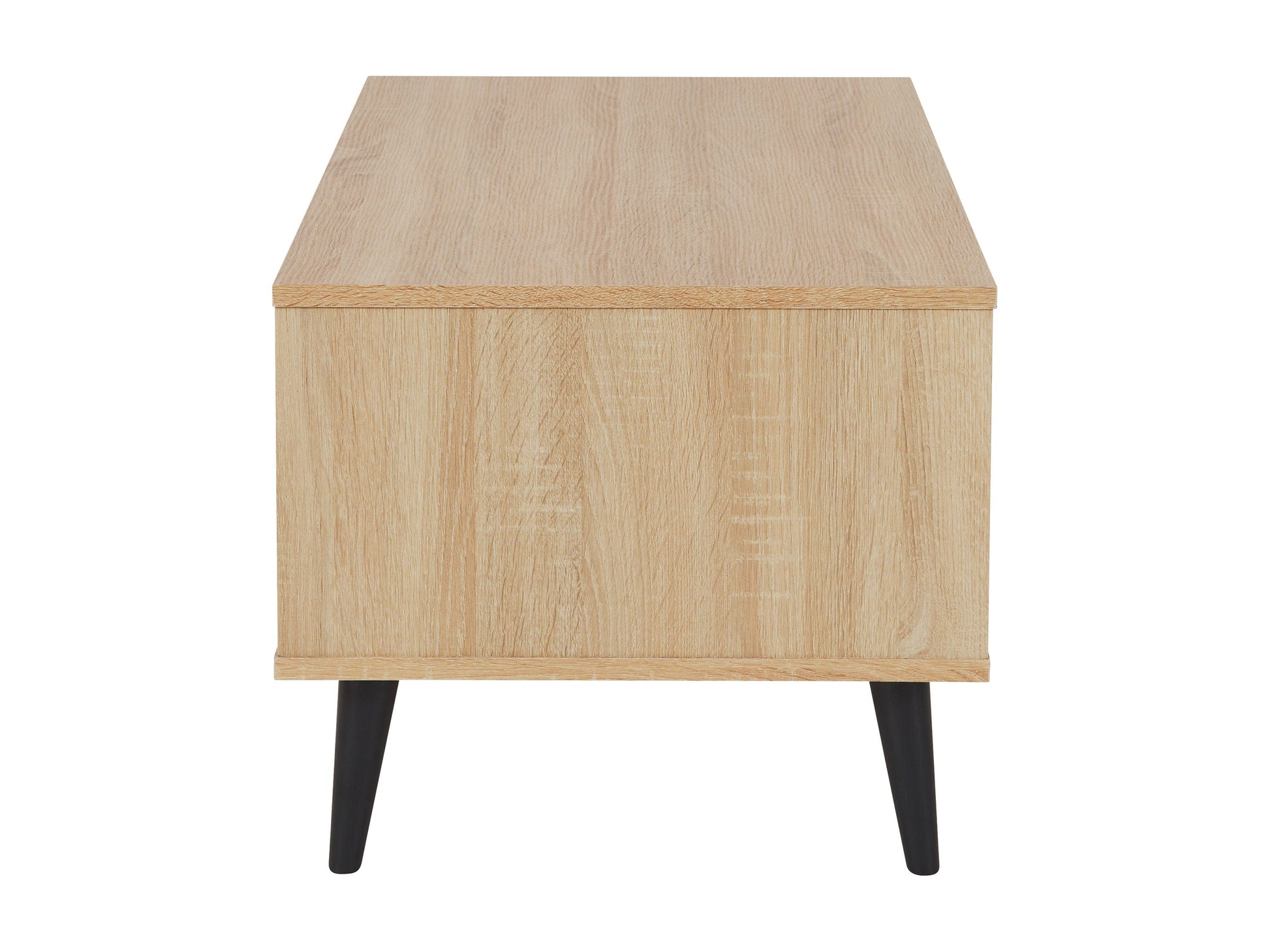 Light wood and grey rectangle coffee table with storage, minimalist design, modern home furniture.