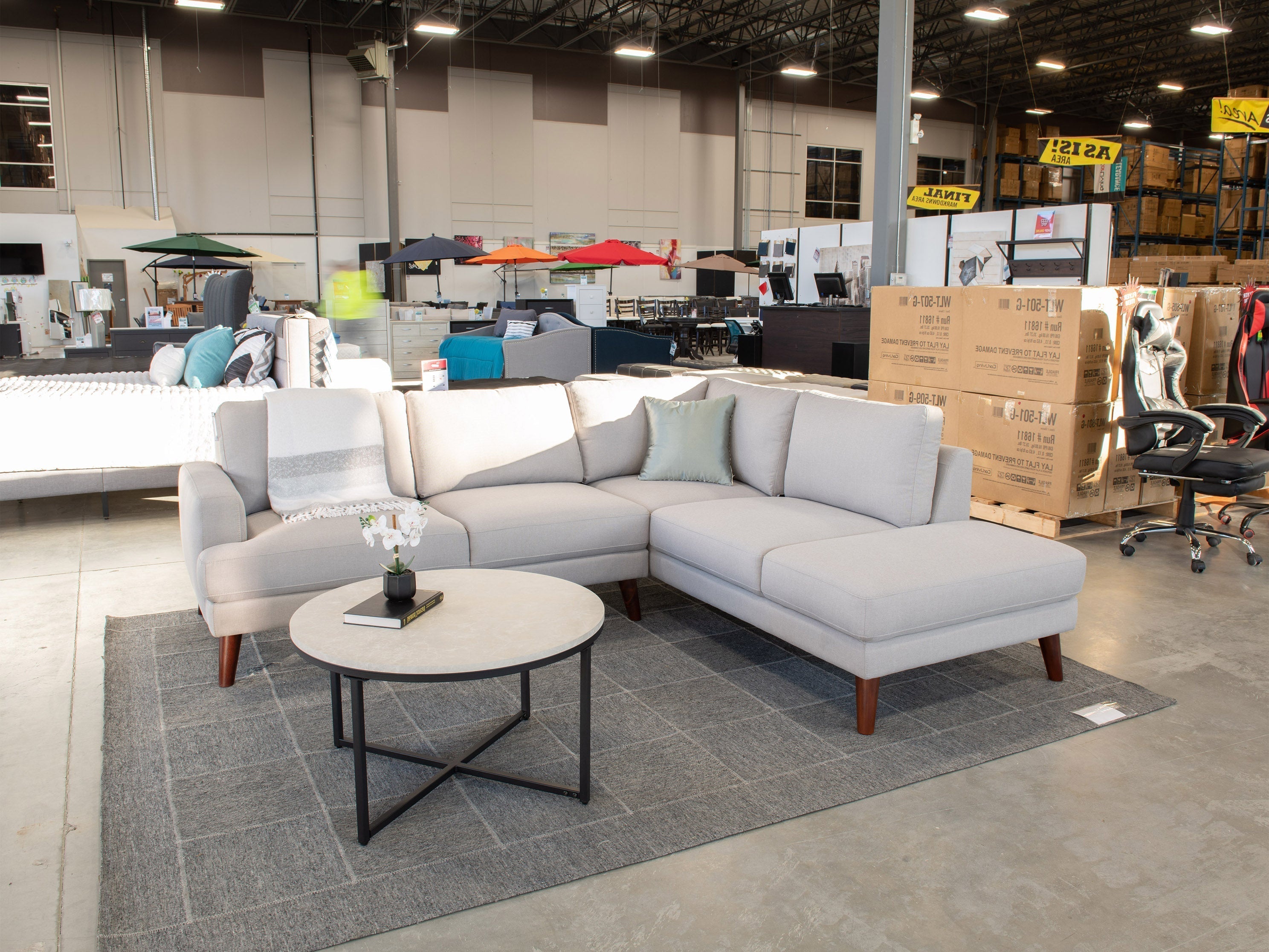 Light grey right facing sectional discount