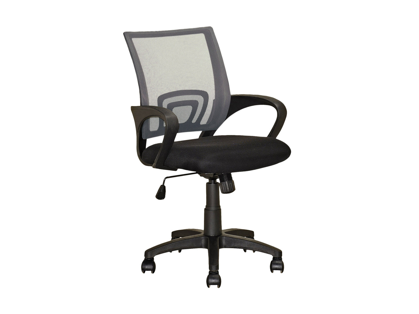 Dark grey mesh back office chair with ergonomic design and adjustable height, perfect for modern home or corporate workspaces.