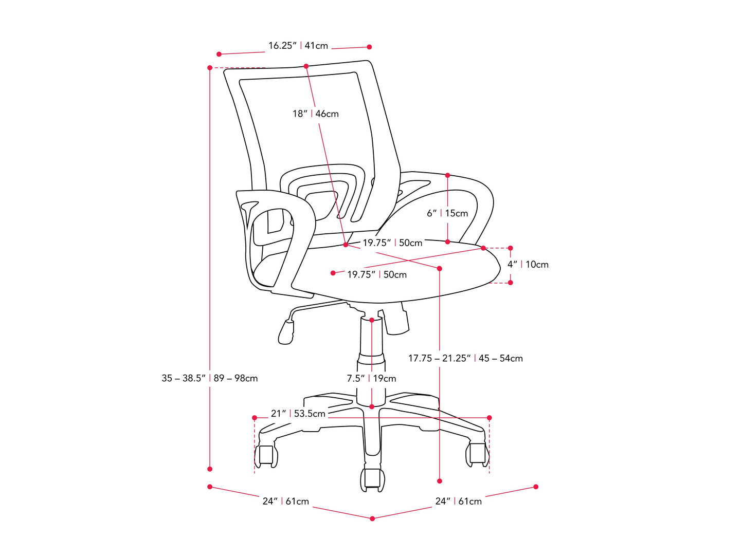 Blue mesh back office chair with ergonomic design, adjustable height, and black swivel base.