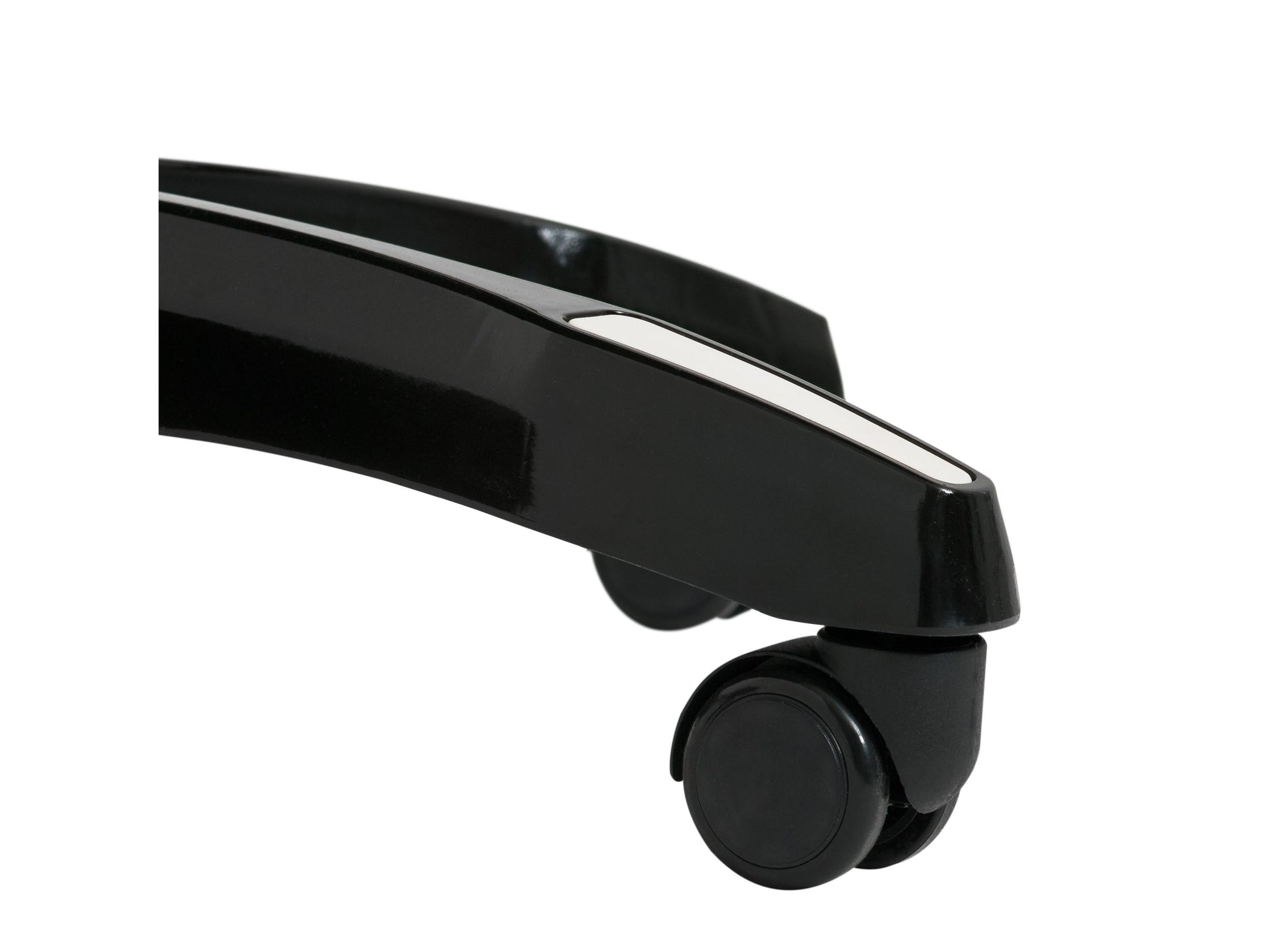 Ergonomic black and white gaming chair with adjustable armrests, lumbar support, and high-density foam padding.