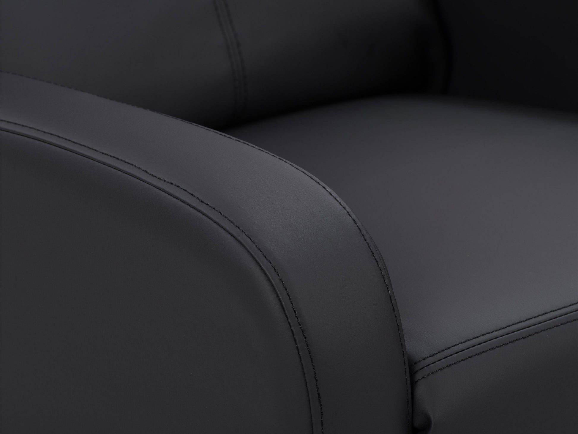 Black push back recliner with sleek design, comfortable padding, and durable upholstery.