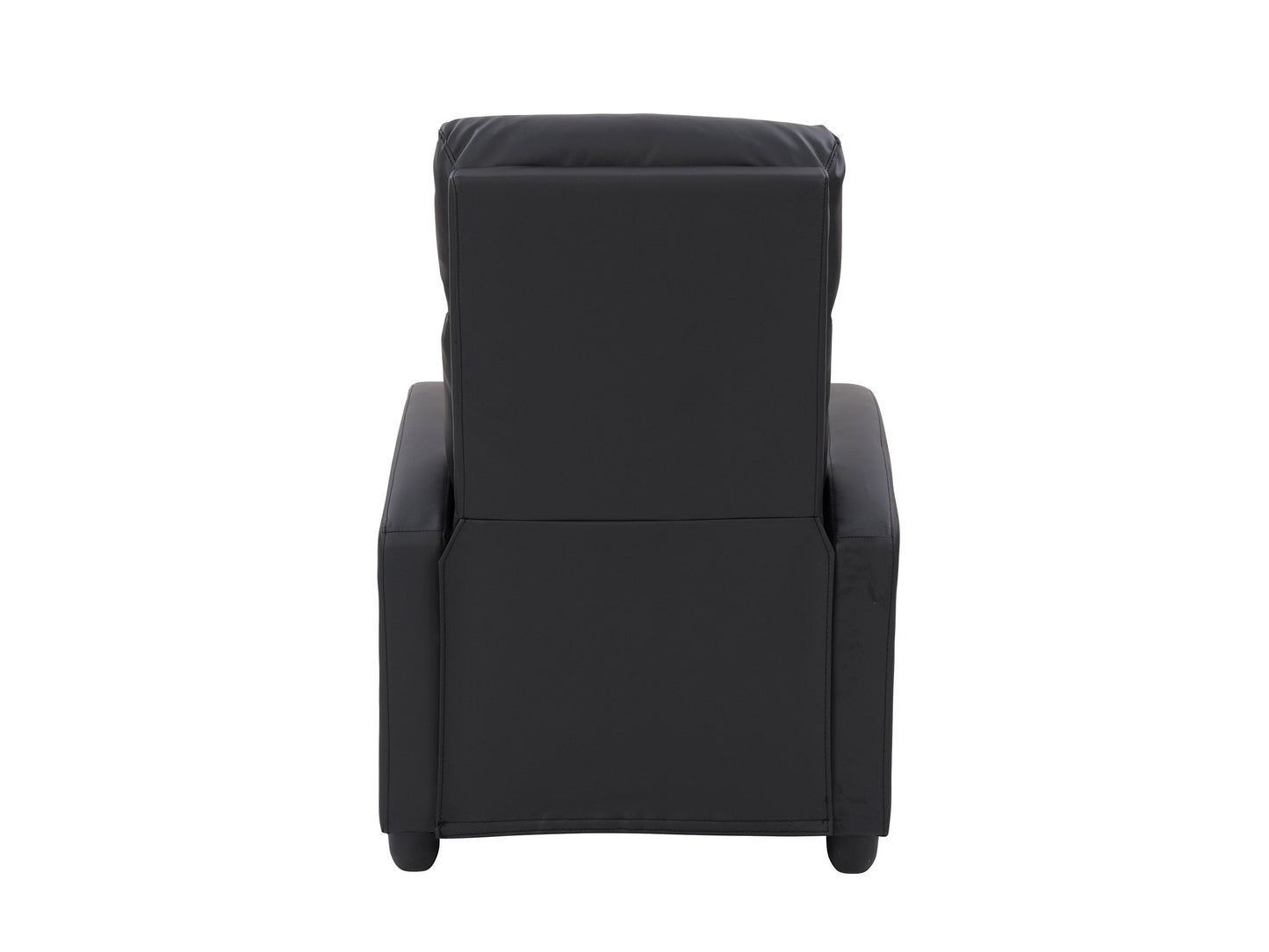 Black push-back recliner with sleek design, plush cushioning, and durable fabric upholstery.