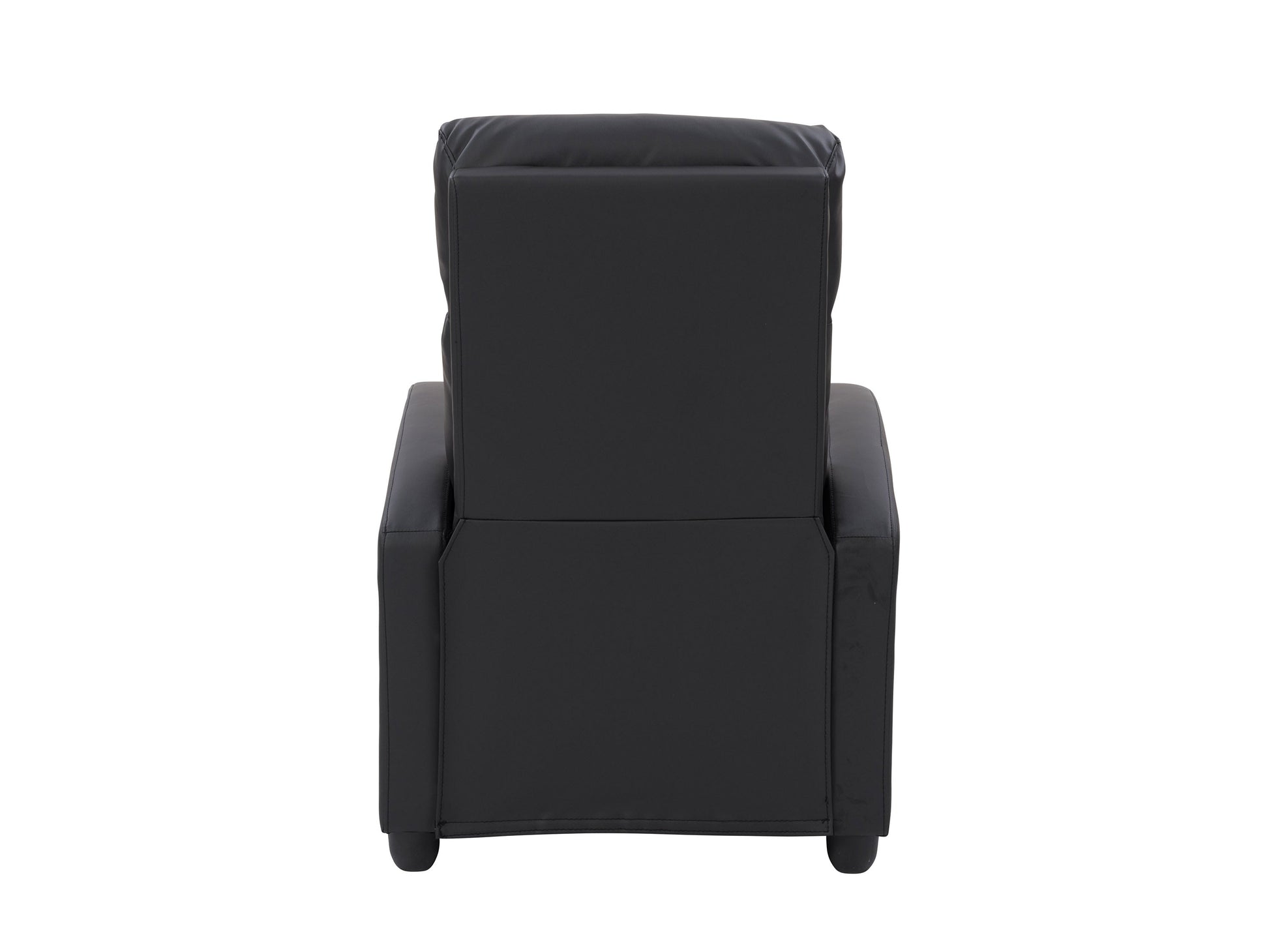 Black push-back recliner with sleek design, plush cushioning, and durable fabric upholstery.