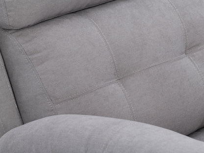 Extra wide light grey recliner with plush cushions, ergonomic design, and durable fabric upholstery.