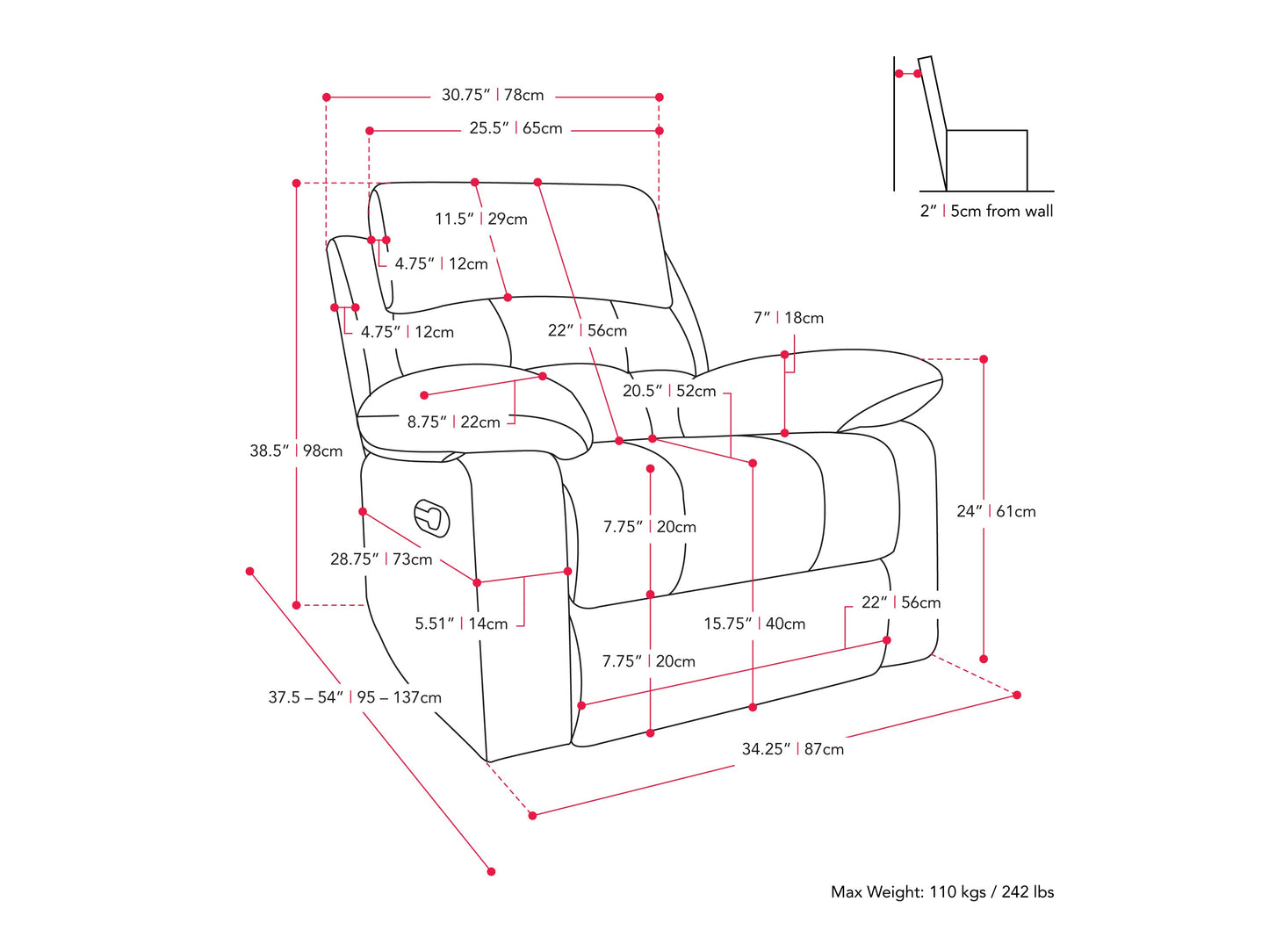 Extra wide light grey fabric recliner with plush cushions and wooden legs, perfect for modern living rooms.