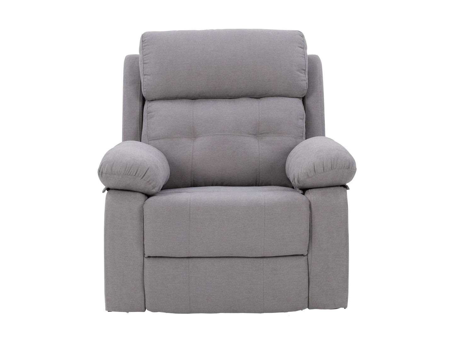 Light grey extra wide recliner with plush cushions and ergonomic design.