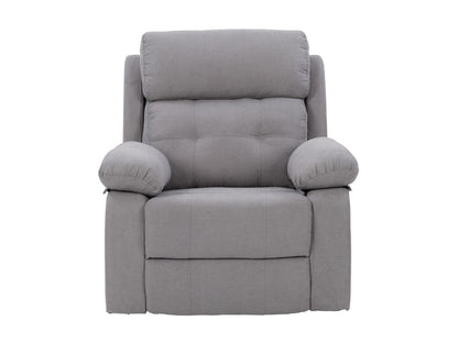 Light grey extra wide recliner with plush cushions and ergonomic design.
