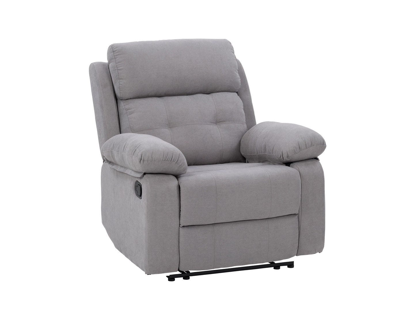 Light grey extra wide recliner with plush cushions and modern design.