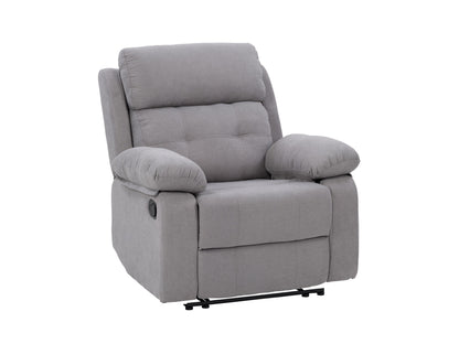 Light grey extra wide recliner with plush cushions and modern design.