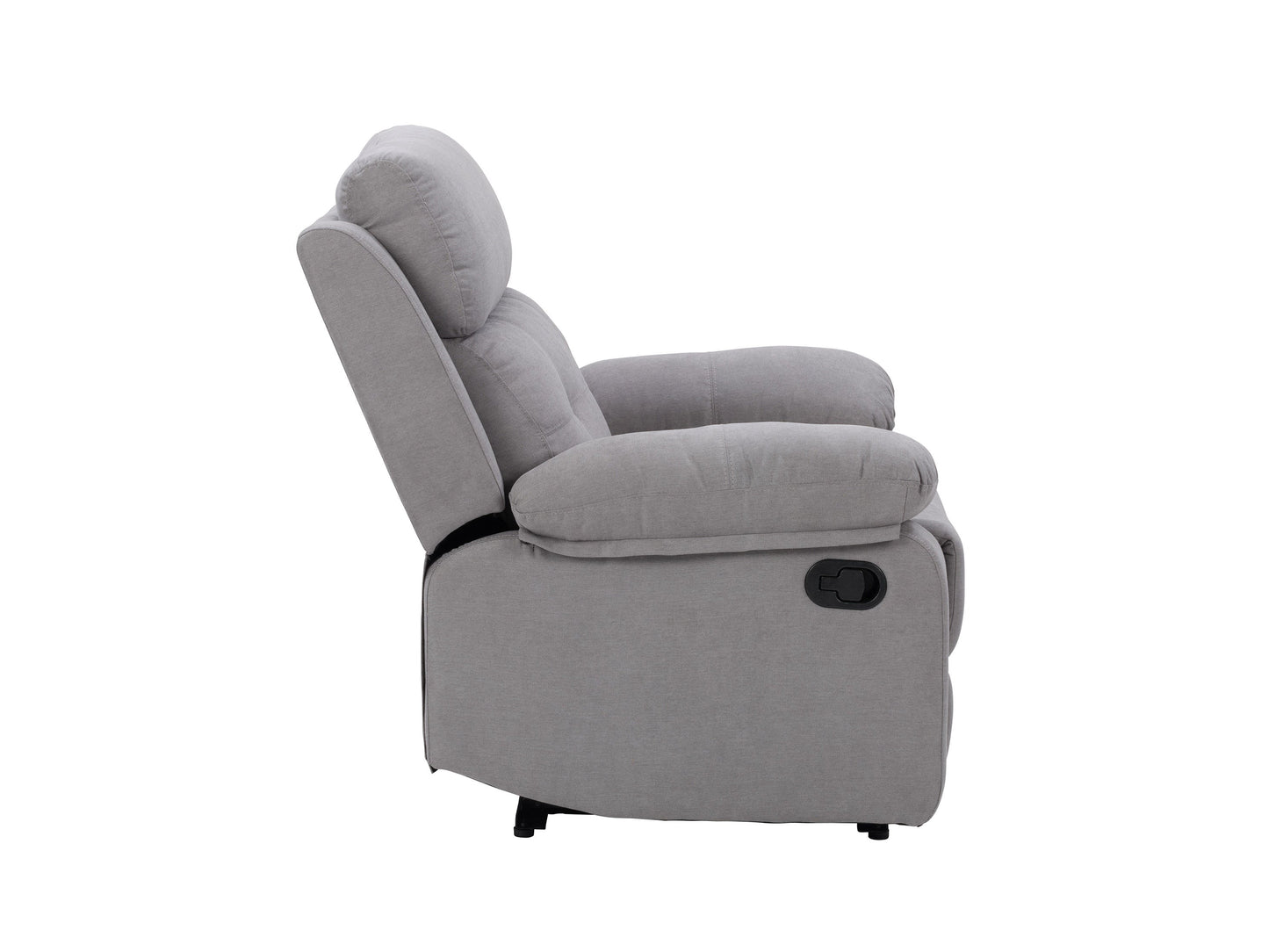 Light grey extra wide recliner with plush cushions and modern design.