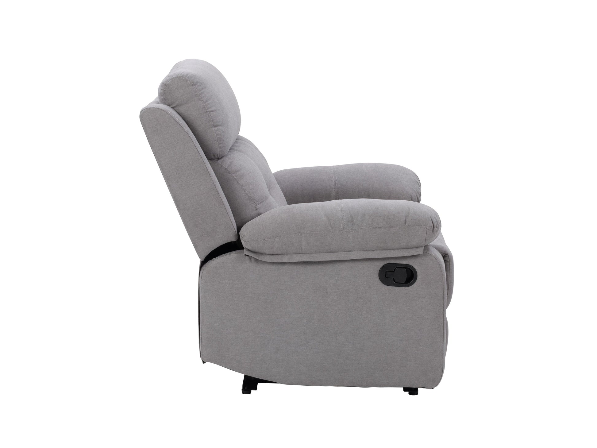 Light grey extra wide recliner with plush cushions and modern design.