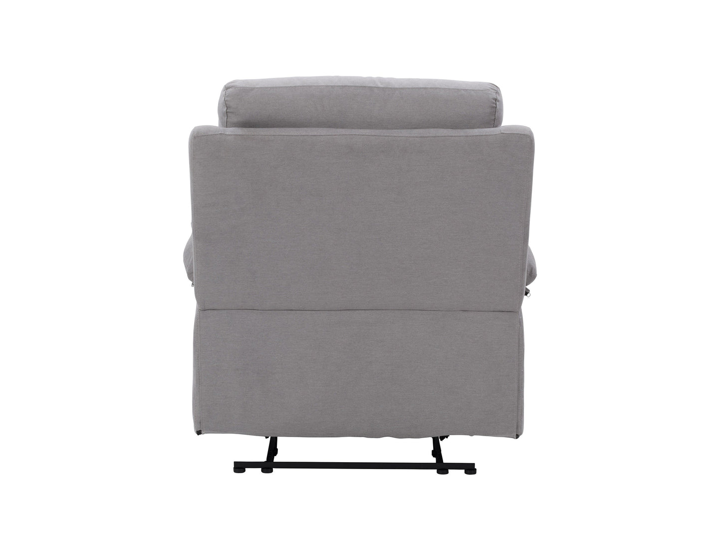 Light grey extra wide recliner with plush cushions and modern design.