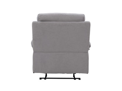 Light grey extra wide recliner with plush cushions and modern design.
