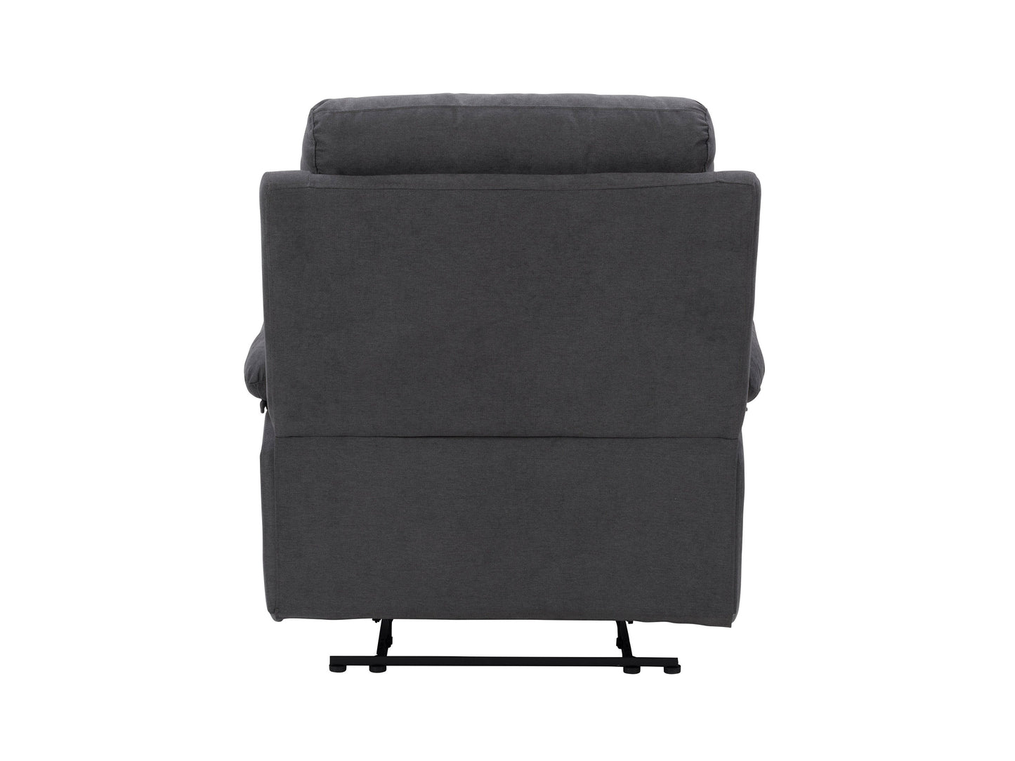 Dark grey extra wide recliner with plush fabric, padded armrests, and a contemporary design.