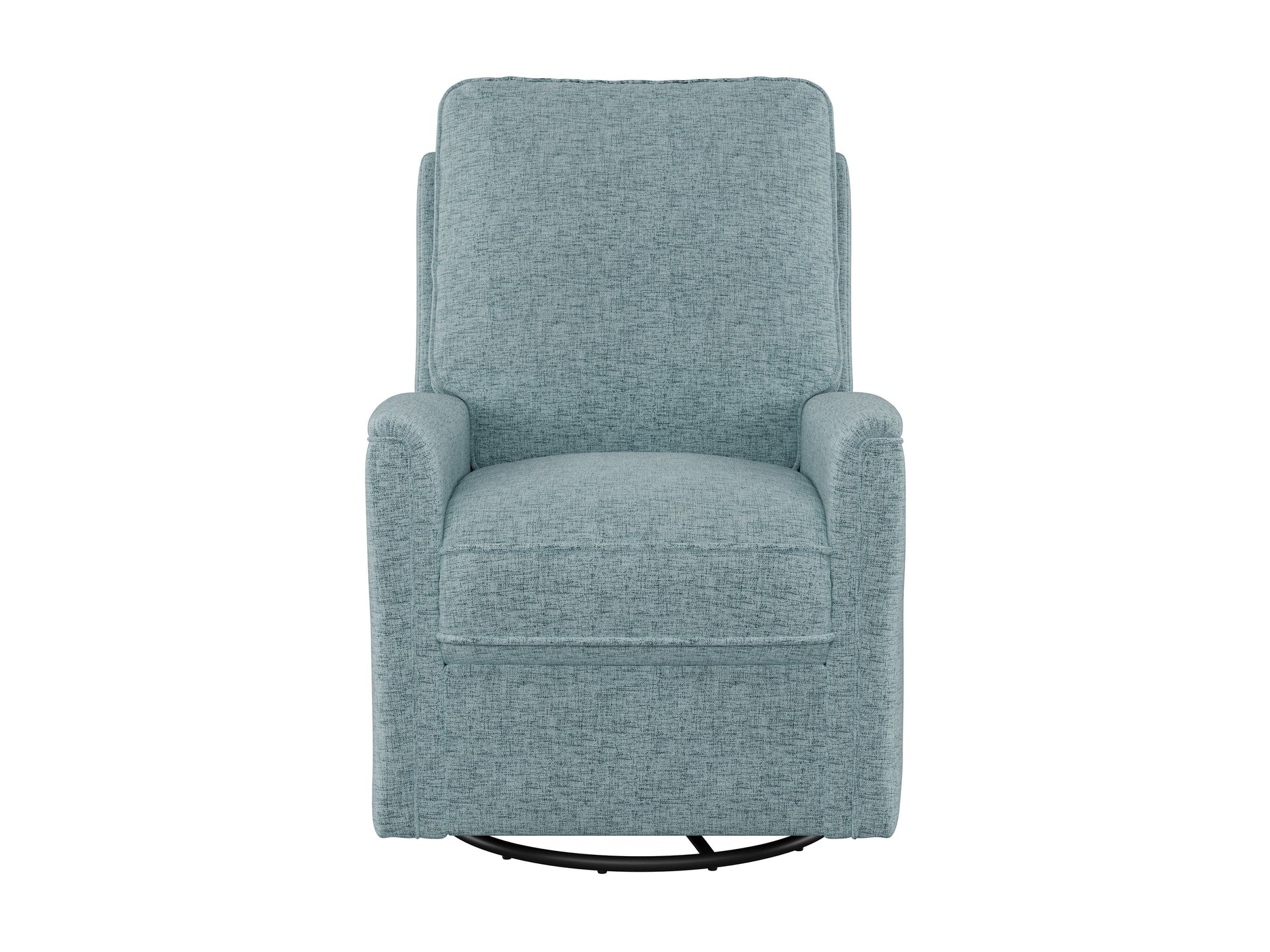 Blue swivel glider recliner chair with plush cushions and sleek design for modern living spaces.